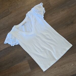 Loft Lace Sleeve V-Neck Tee